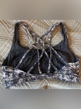 Lululemon Black & White Printed Strappy Sports Bra